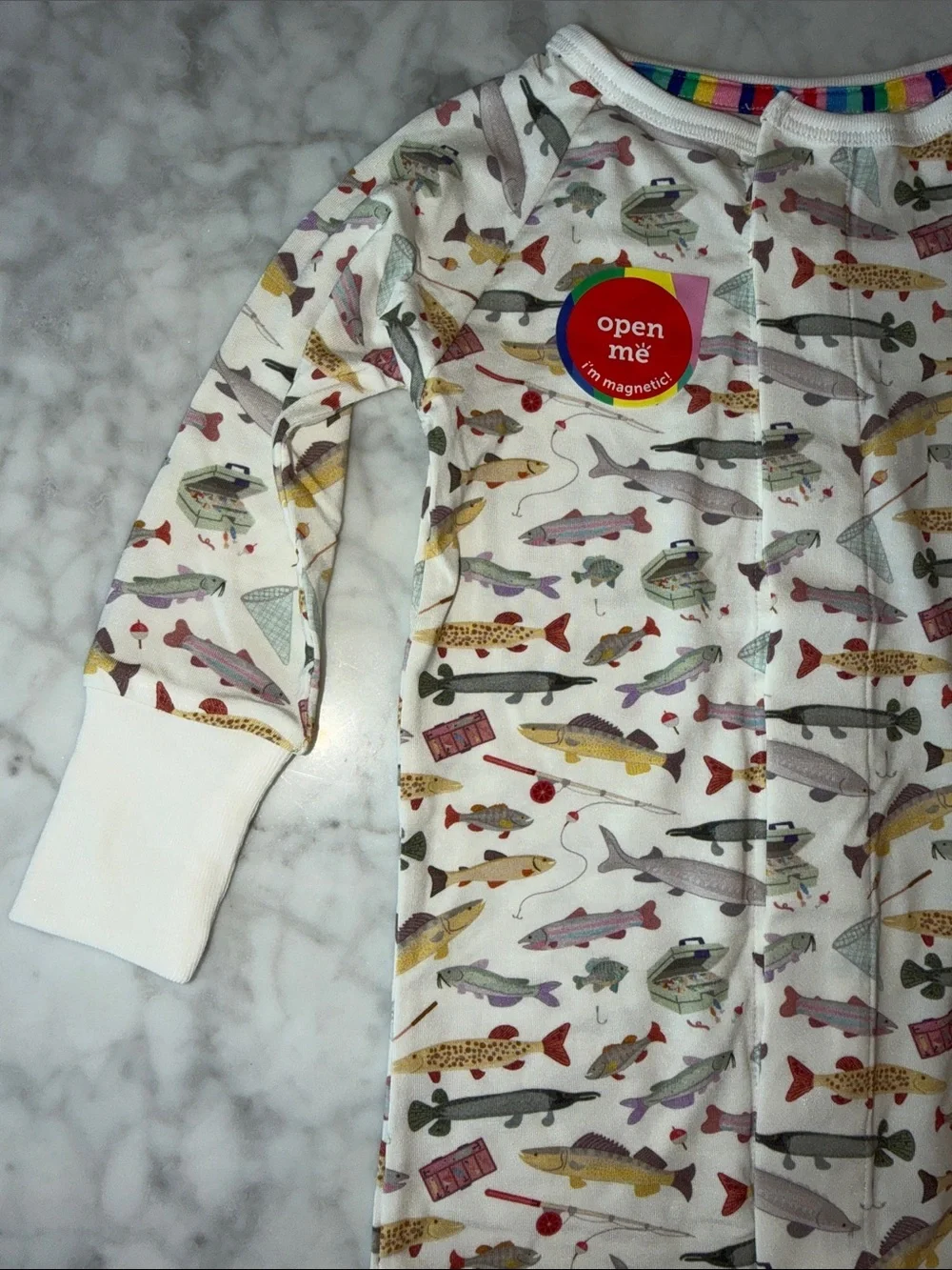 NWT MAGNETIC ME MODAL CONVERTIBLE COVERALL Fish Print One-Piece 9/12M